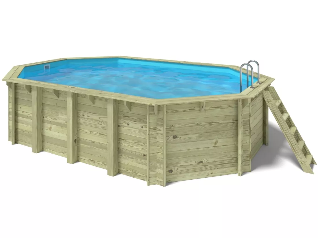 Piscine en bois - 6,53x4,41 x H.1,42m - avec filtration - BAS552OSPI - ALTANKA