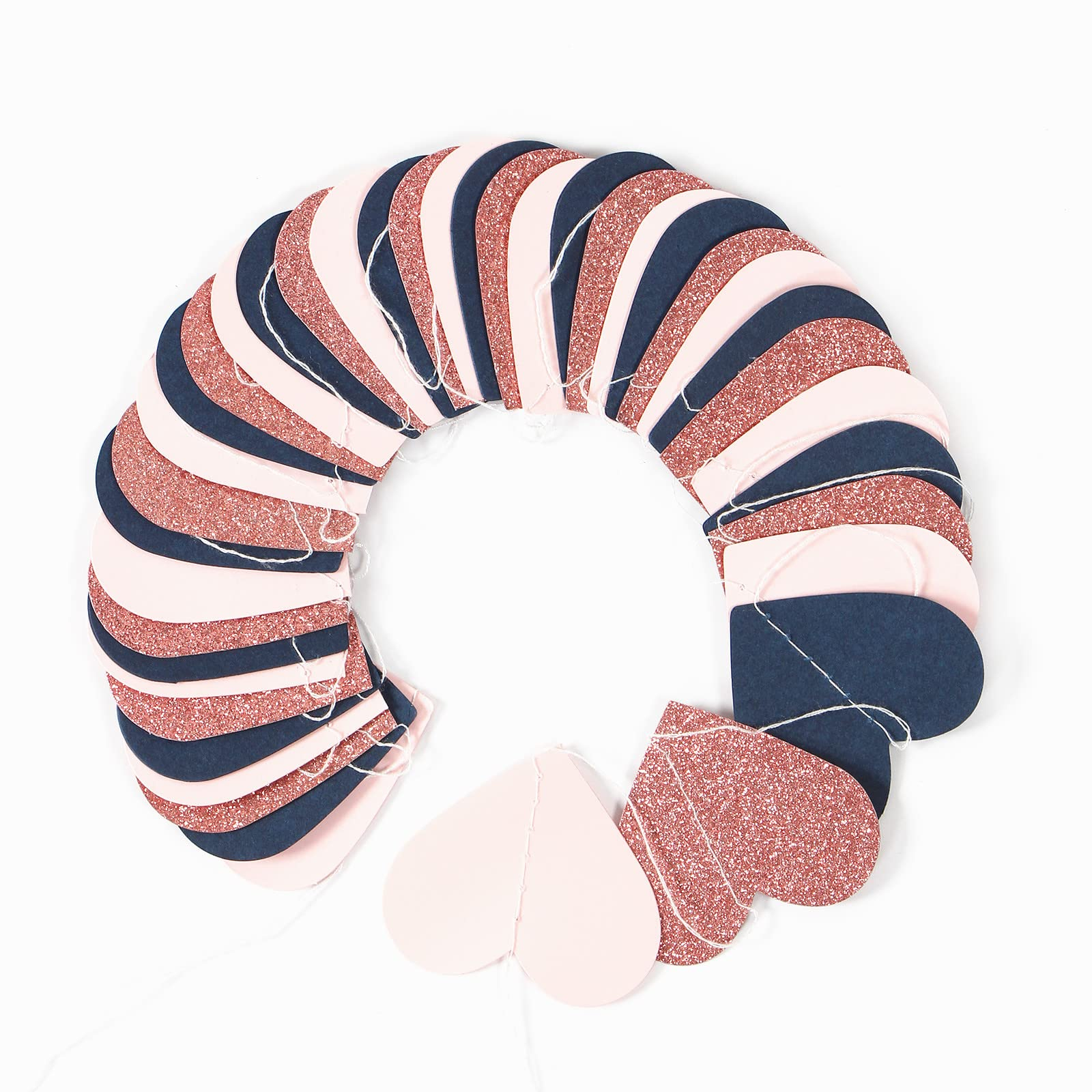 (4m) Herz Girlande Party Dekoration Accessoire Banner - Rosa / Dunkelblau