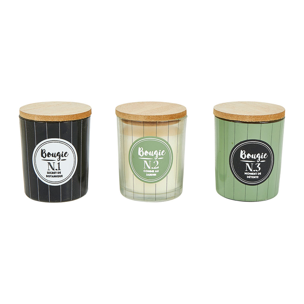 Coffret de 3 bougies verre style industriel H 10cm