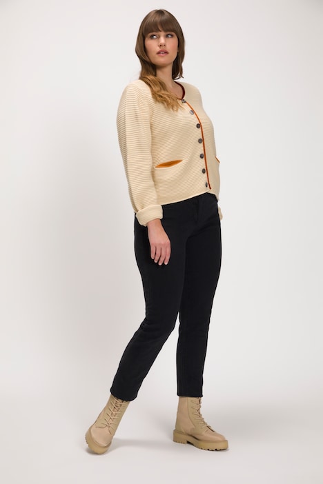 Strickjacke, Rundhalsausschnitt, Langarm