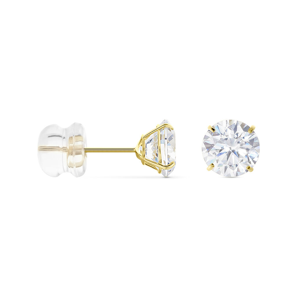 Boucles D'oreilles Puces Or Jaune Katherina Oxyde De Zirconium