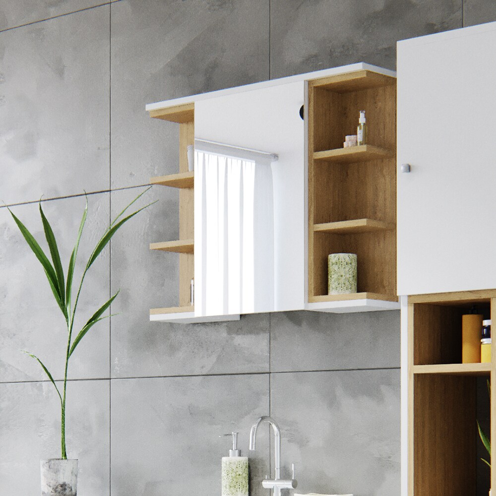 Vicco Spiegelschrank Aquis Spiegel Badspiegel Wandspiegel Bad EicheWeiß