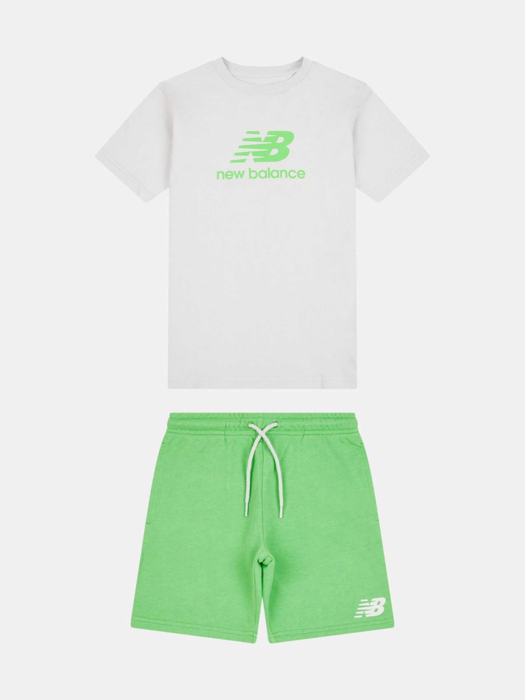 Groen - New Balance Stacked Logo T-Shirt and Shorts Set