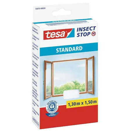 tesa Insect Stop Fliegengitter STANDARD Fenster 1,3m x 1,5m, weiss