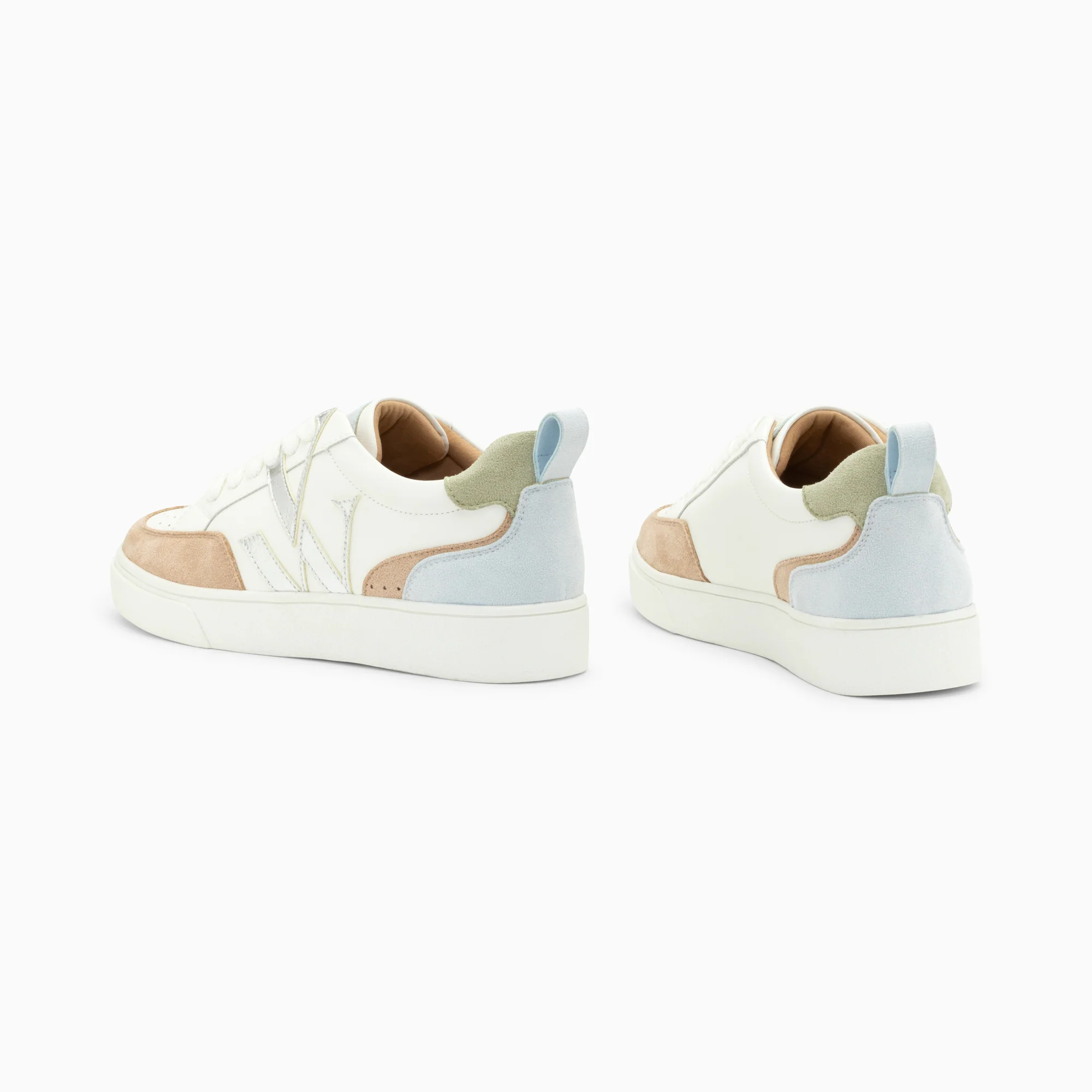 Sneakers-Baskets monogramme Joyce pastel et argent