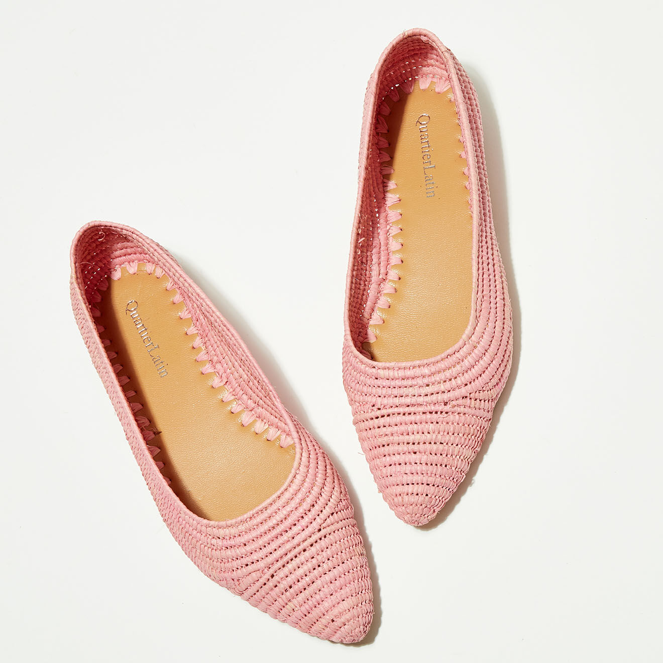 Quartier Latin Ballerines en Raphia roses