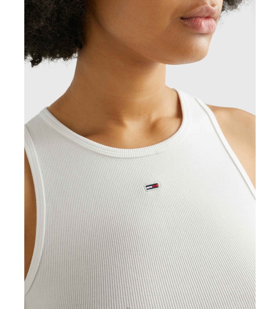 Camiseta regata canelada essencial Tommy Jeans branca