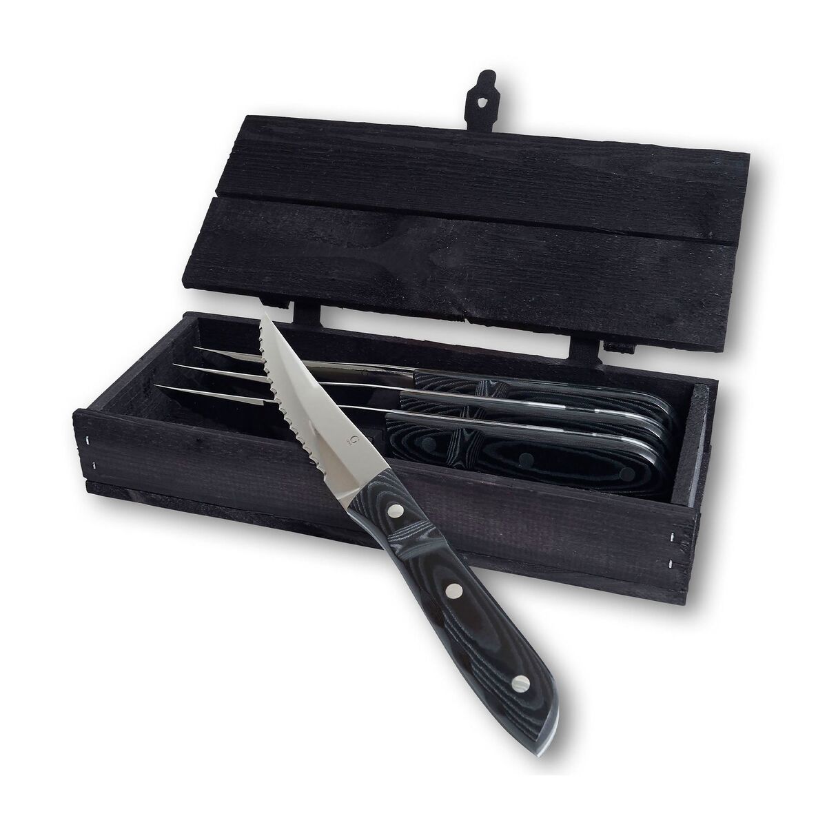 Old Farmer Micarta biffkniv XL 4 stk, svart/stål