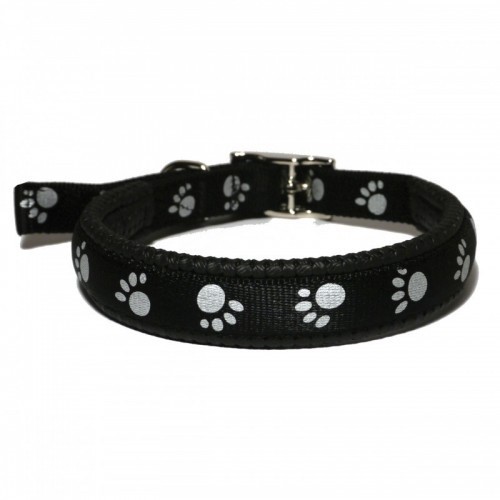 Coleira Rosewood Reflective com Estampa de Pata, Preta