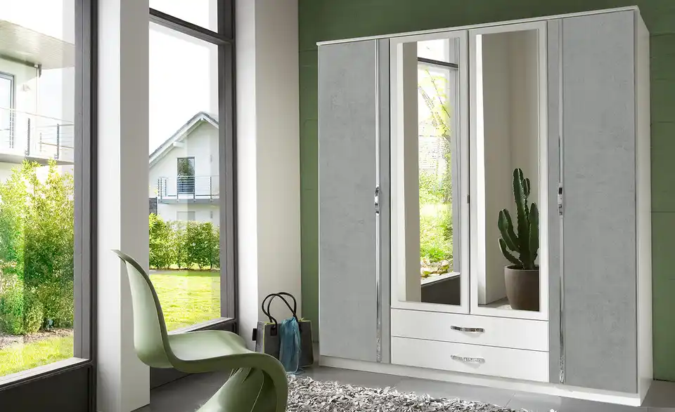 Kleiderschrank Duo 179 cm Steingrau, Weiß