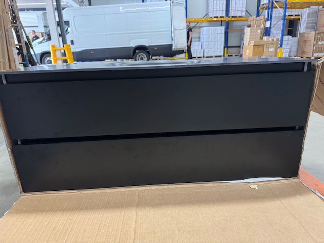 SCHADEMODEL: Mondiaz Aivy badmeubel 120cm urban met wastafel solid surface urban midden zonder kraangat
