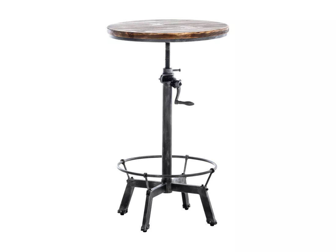 Table haute de bar - rond - Bois - Argent antique - Malita