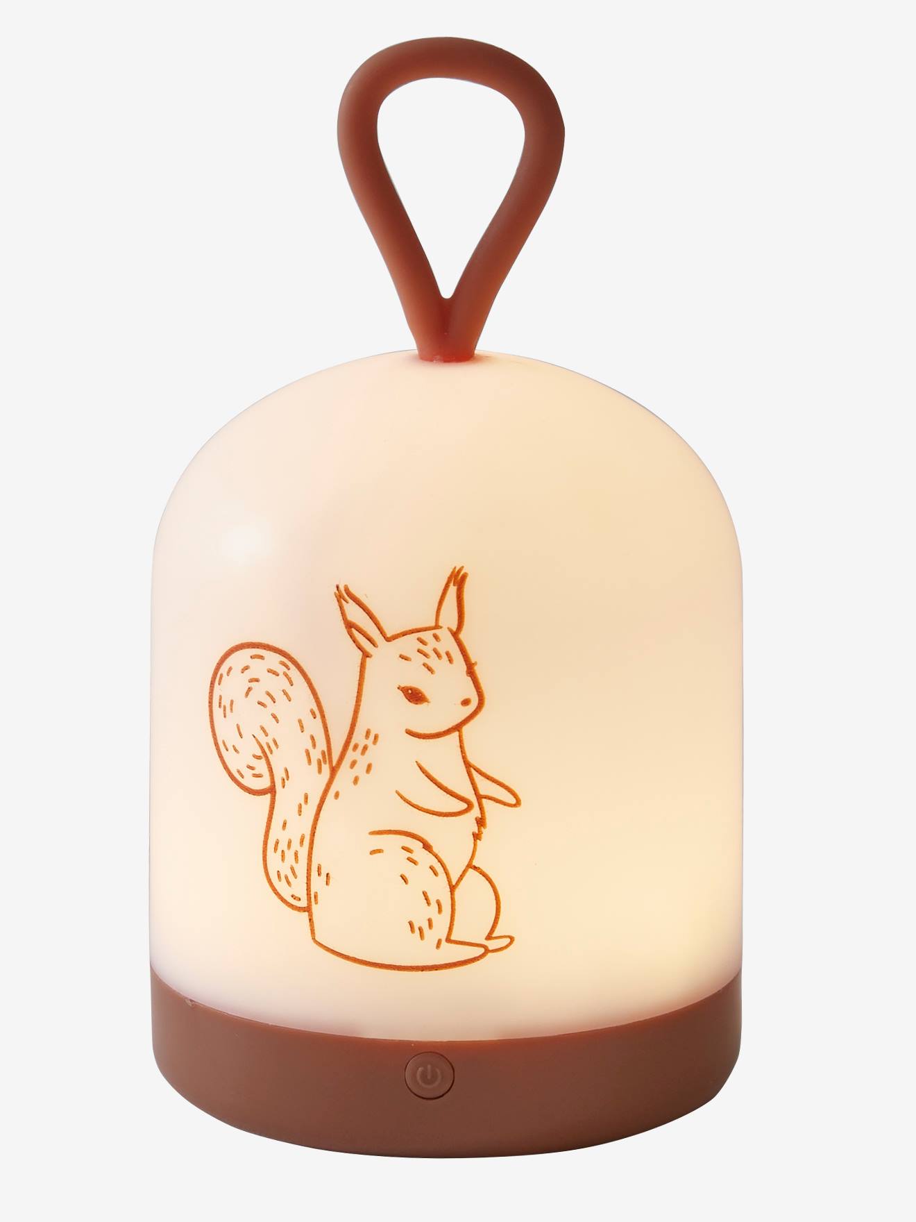 Luminária noturna portátil, esquilo marrom médio, lisa com detalhes.