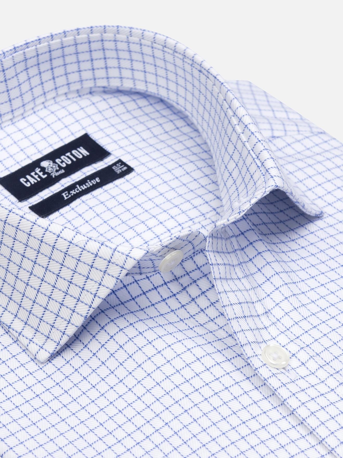 Chemise cintrée Oleg à carreaux bleus