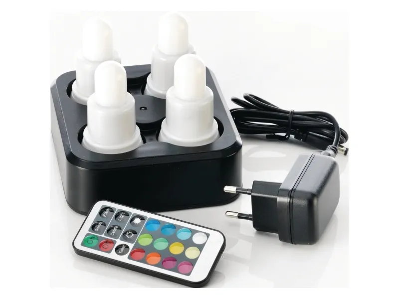 LED genopladelige lys Duni Multicolor - 4 stk. inkl. fjernbetjening