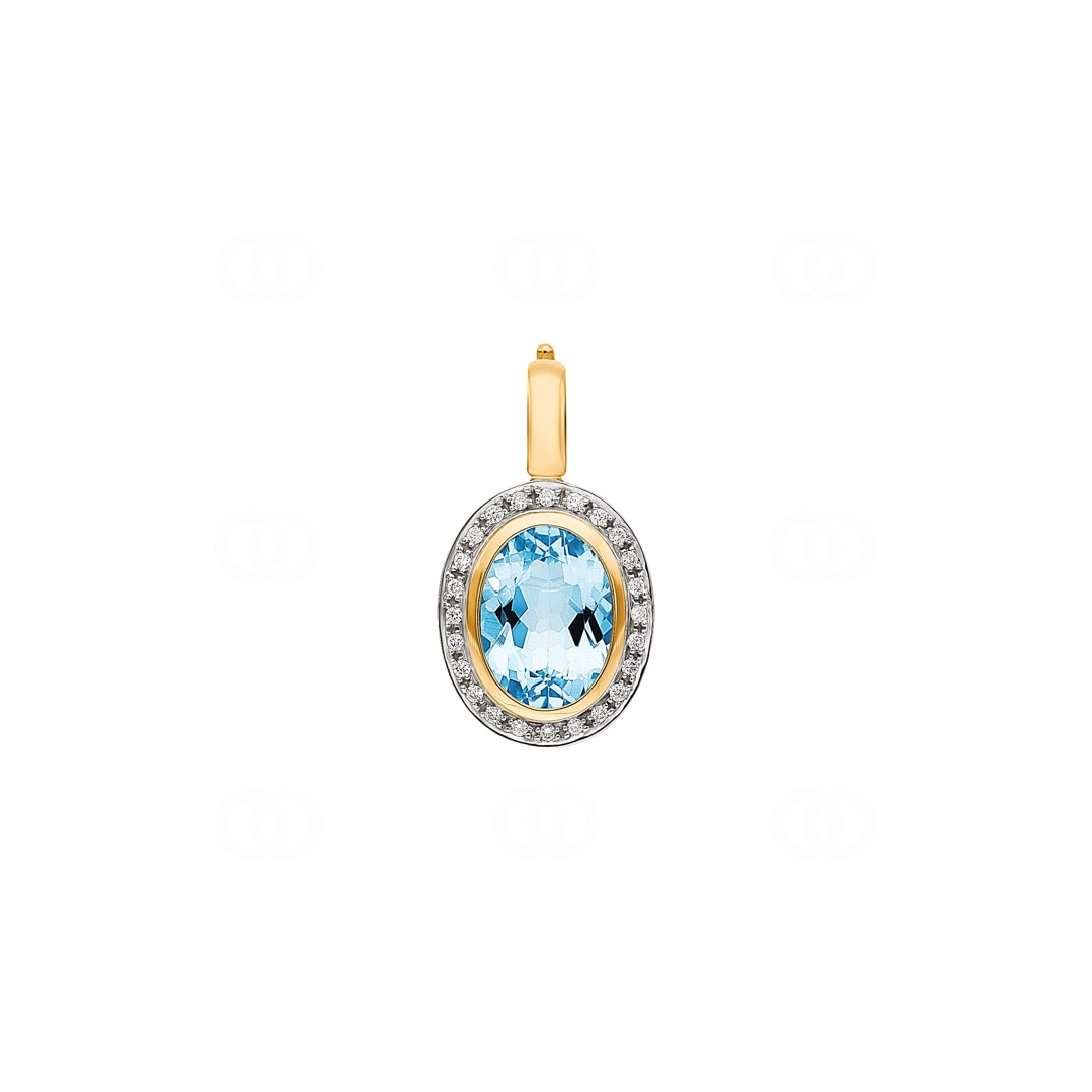 Anhänger 750/18 K Gelbgold mit Blautopas und Diamanten 0.23 ct H/si