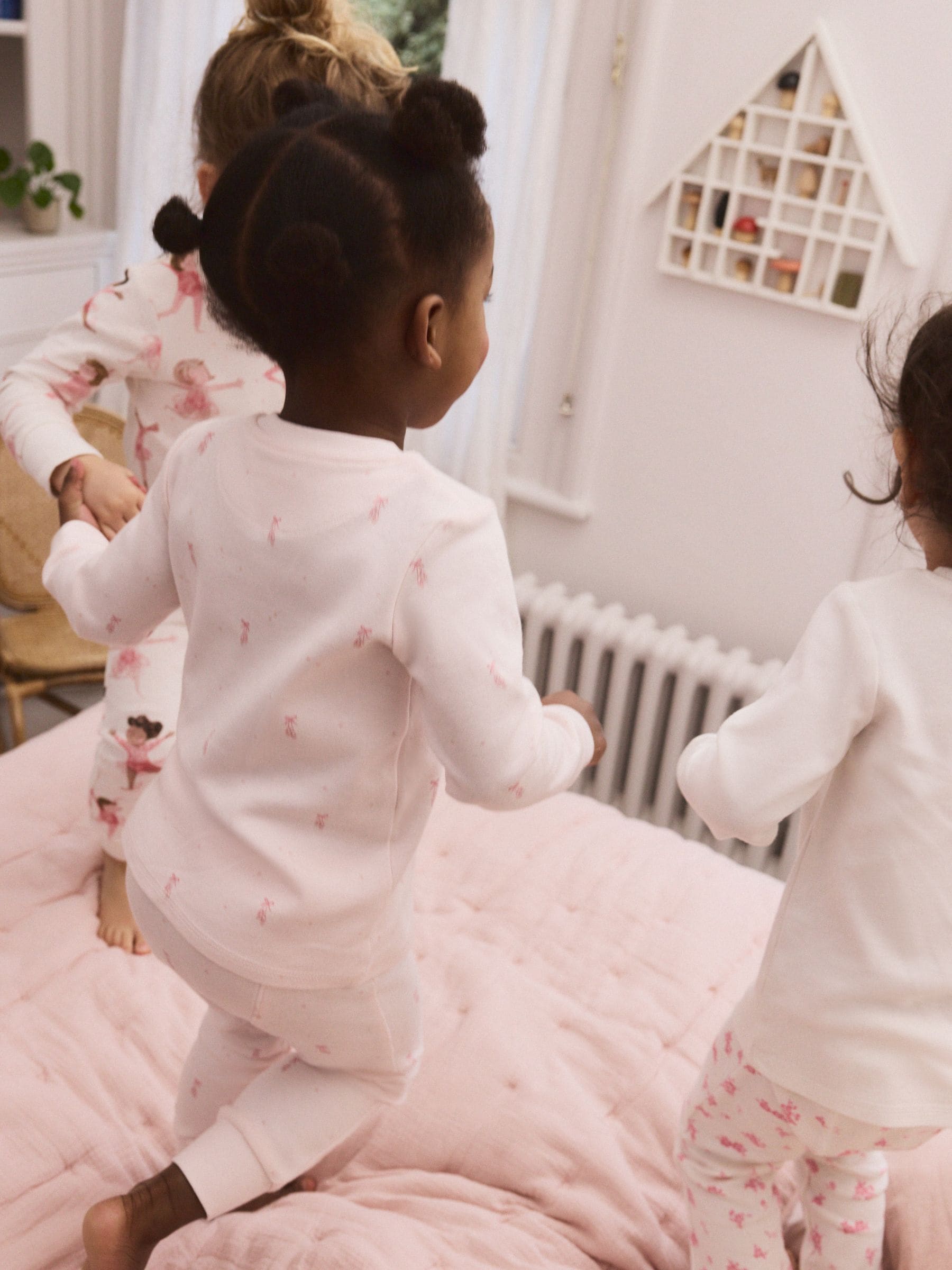 Roze/crème ballerina - Knus pyjama met lange mouwen 3 Pack (9maanden -12jaar)