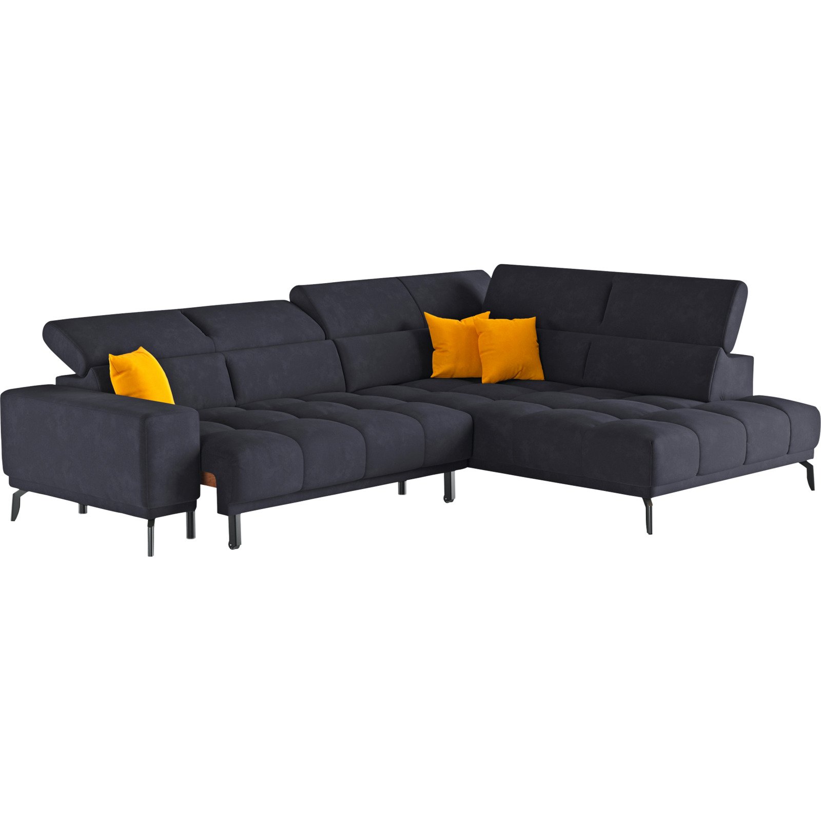 Ecksofa Jamba Stoff schwarz, Ottomane rechts