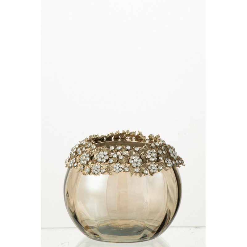 Photophore en verre or 10x7.6x10 cm