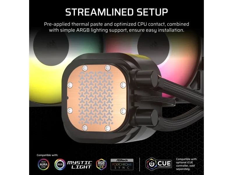 CORSAIR Nautilus 360 RS ARGB - Processors flydende kølesystem - Radiatorstørrelse: 360 mm - (for: LGA1851, LGA1700, AM5, AM4) - kobber - 120 mm