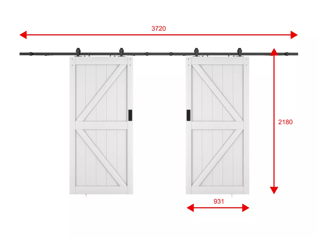 Porte coulissante double avec système en applique - Bois et MDF - blanc - 2 x H205 x 93 cm - NEFARA
