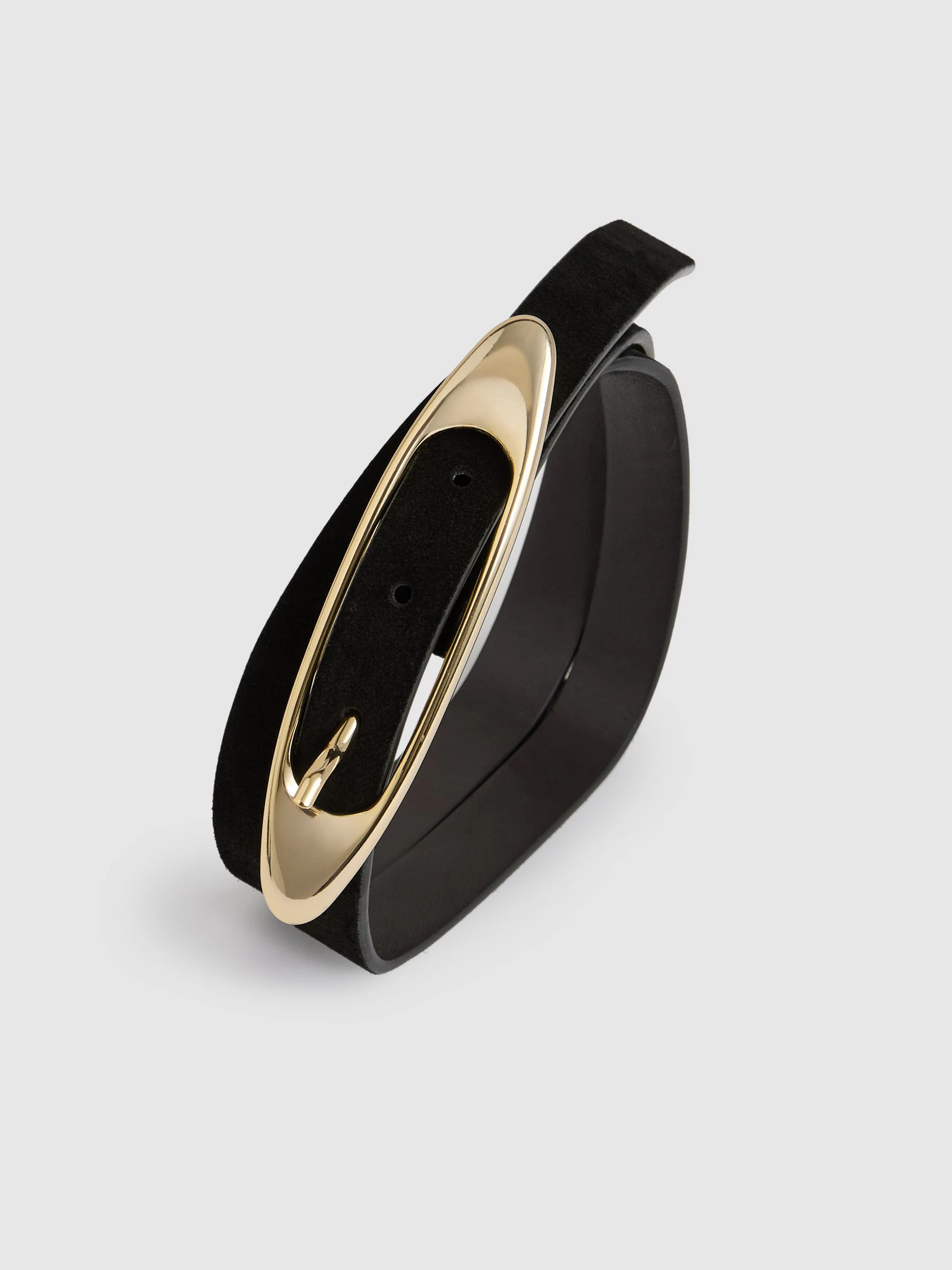 Zwart - Reiss Evelina Leather Oval Buckle Belt