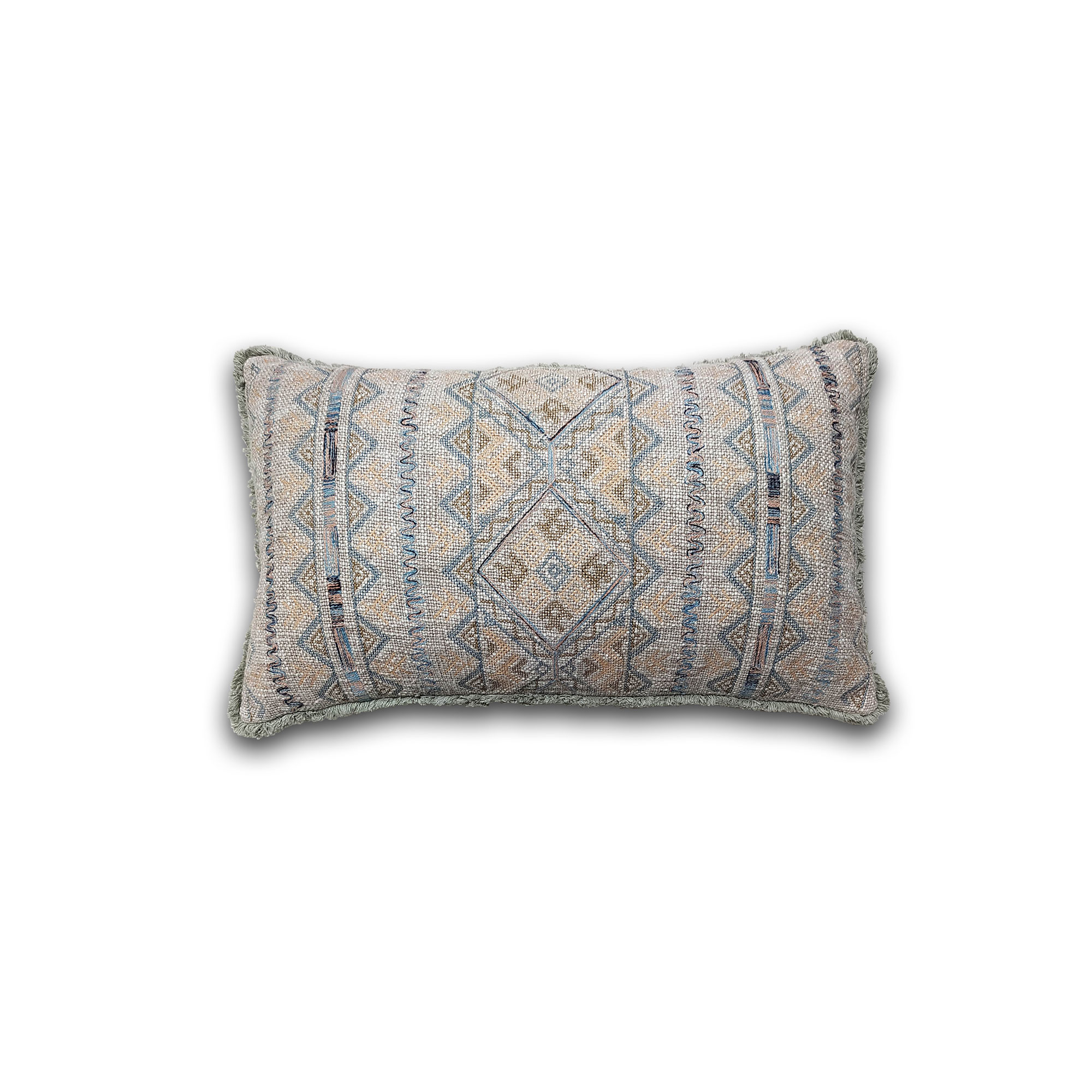 Kissen beige-blau, B 60 cm, H 35 cm von fischer's lagerhaus