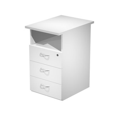 Caisson hauteur bureau Trend - L43xP60xH72 cm - 3 tiroirs + 1 niche - blanc