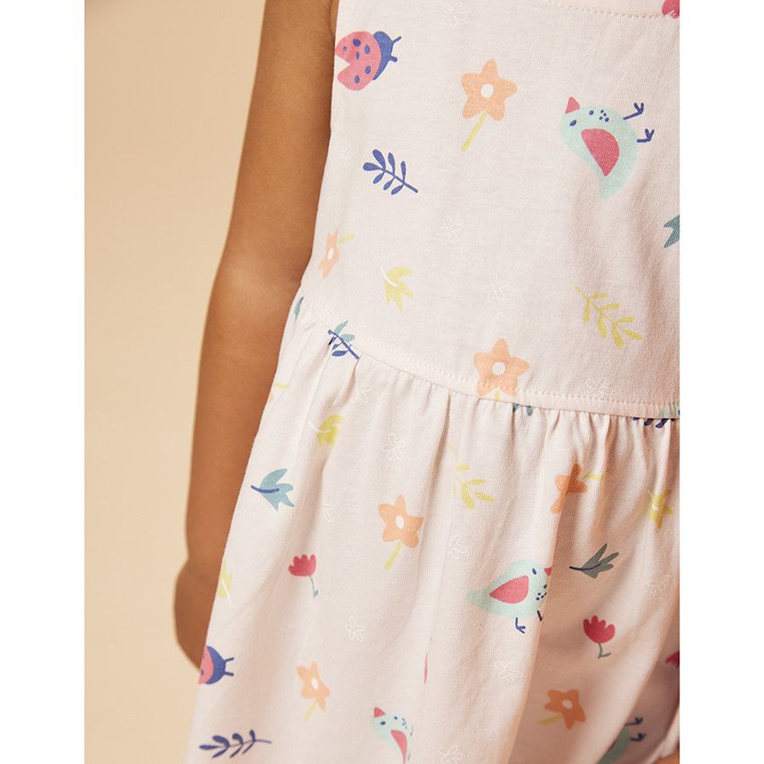 Robe débardeur en jersey imprimé fantaisie pour bébé fille - Rose