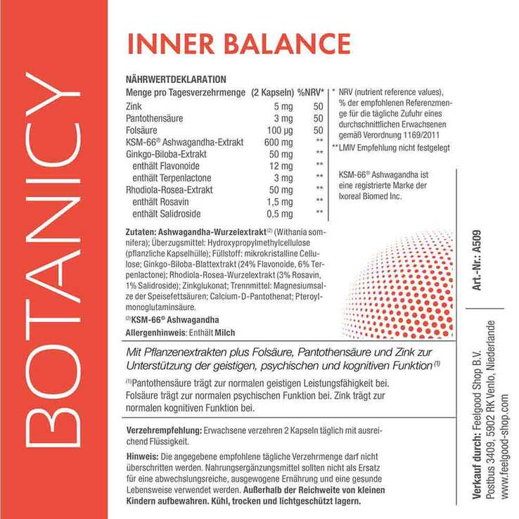 Botanicy Inner Balance mit Ashwagandha Ksm-66 Kapseln, 60 St