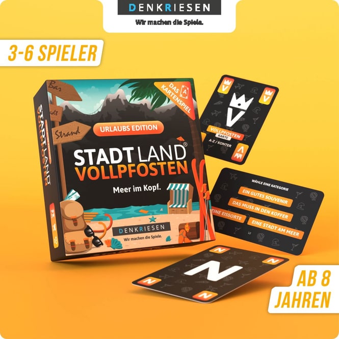 Stadt Land® Vollpfosten - Urlaubs Edition- Kartenspiel Meer im Kopf