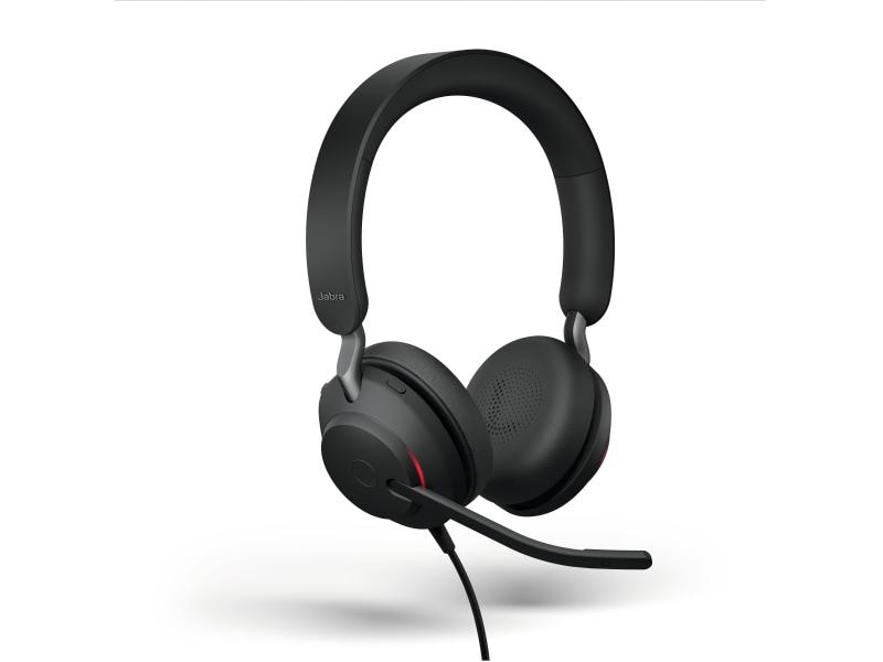Jabra Headset Evolve2 40 SE Duo MS Schwarz, USB-C Herausragender Sound, überragende Geräuschunterdrückung, höchster Tragekomfort