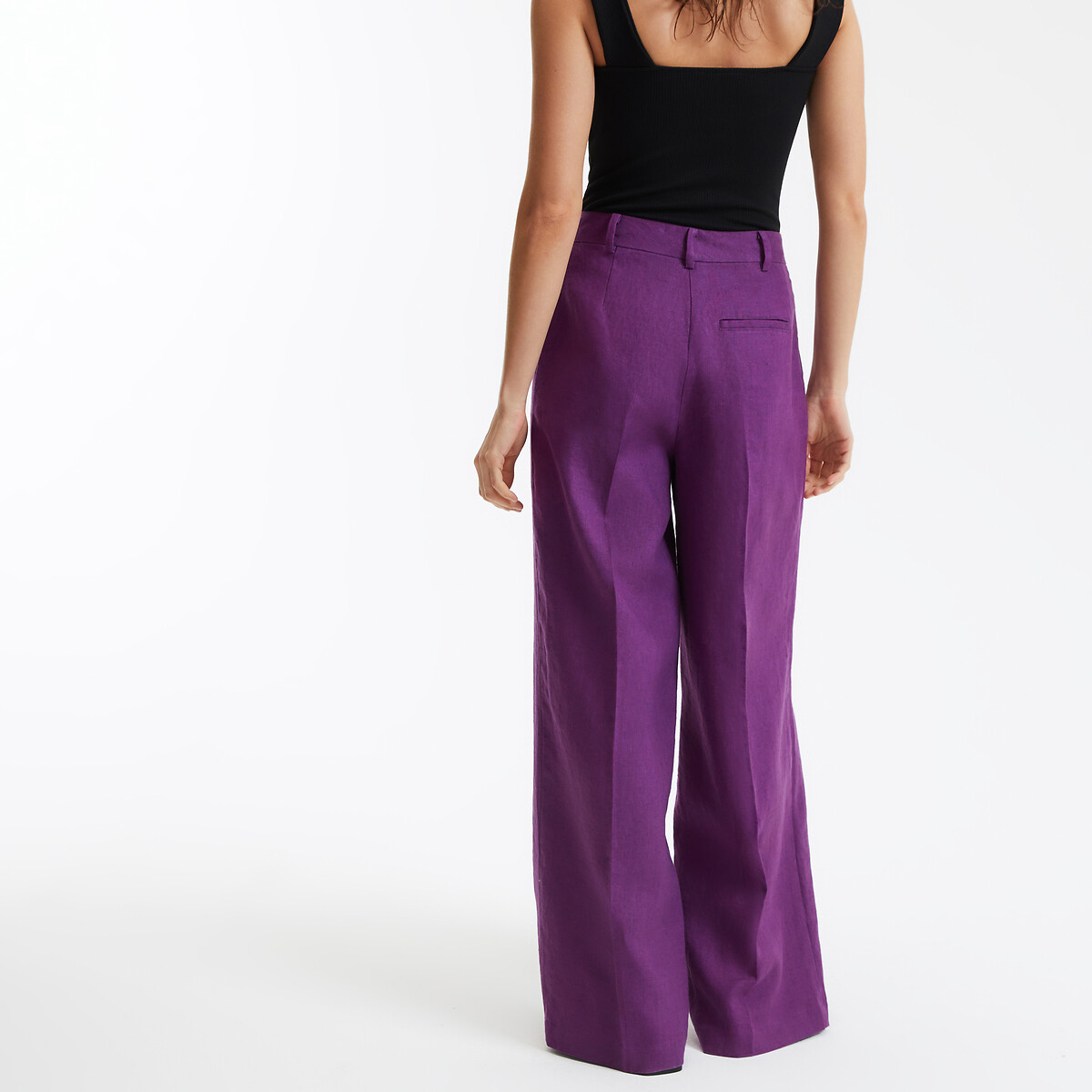 COLEÇÕES LA REDOUTE<br>Calças largas de linho, modelo Signature JOSEPHA