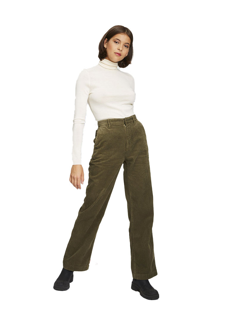 LAB DIP PANTALON JOHN TRENDY EN VELOURS CÔTELÉ VERT