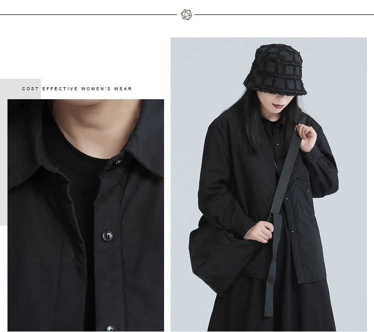 SIMPLE BLACK - Lange mouwen effen shacket
