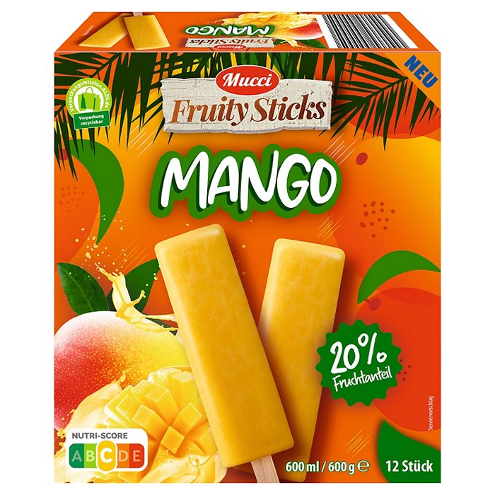 MUCCI Frucht Stieleis 600 g, Mango