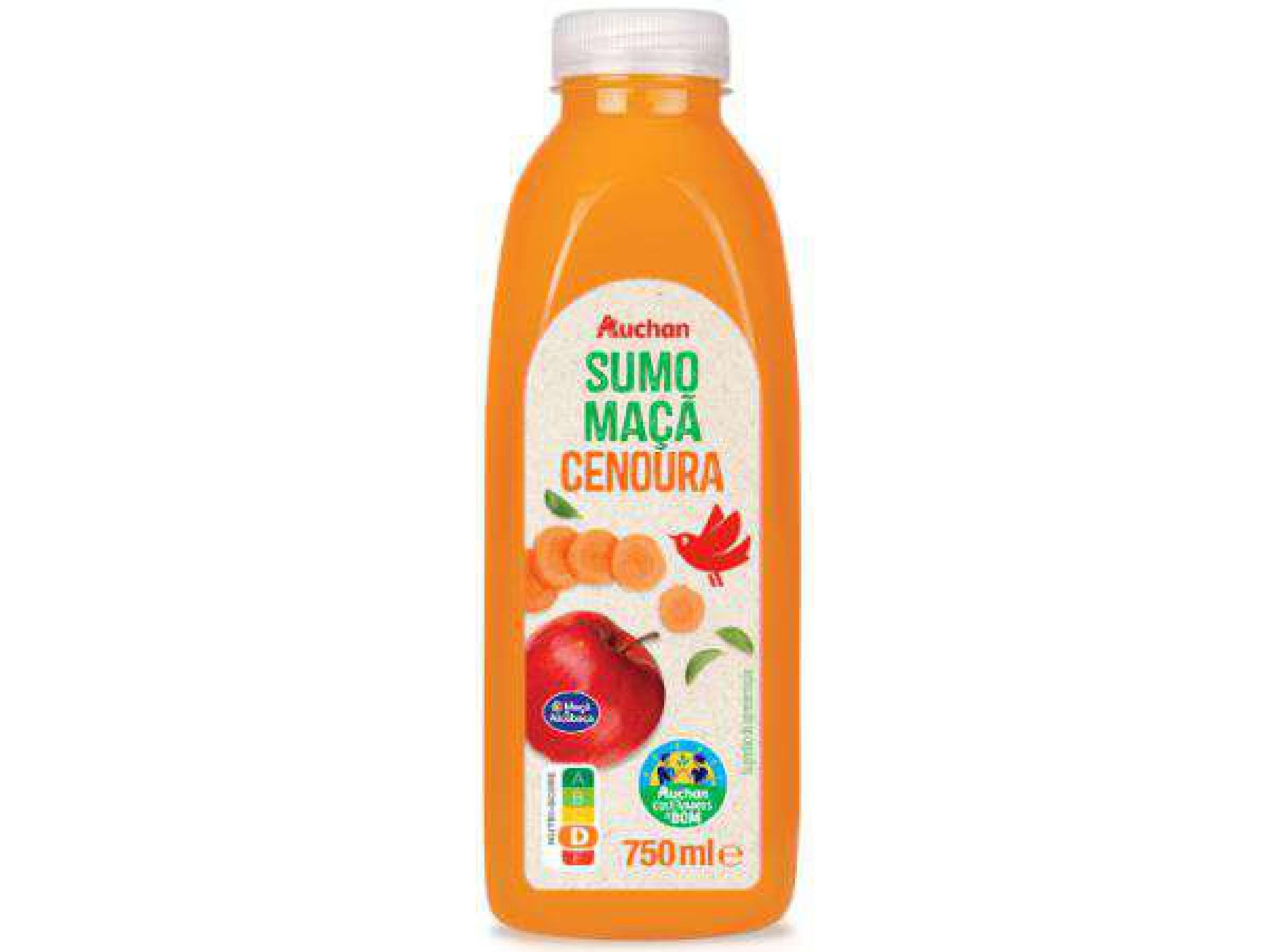 SUMO MAÇÃ CENOURA AUCHAN CULTIVAMOS O BOM 750 ML