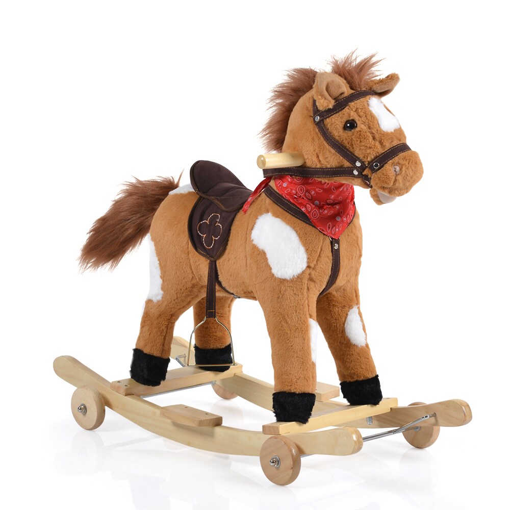 Moni Schaukelpferd Plüsch Thunder WJ-302, Sound, Kufen, Rollen, bis 50 kg braun