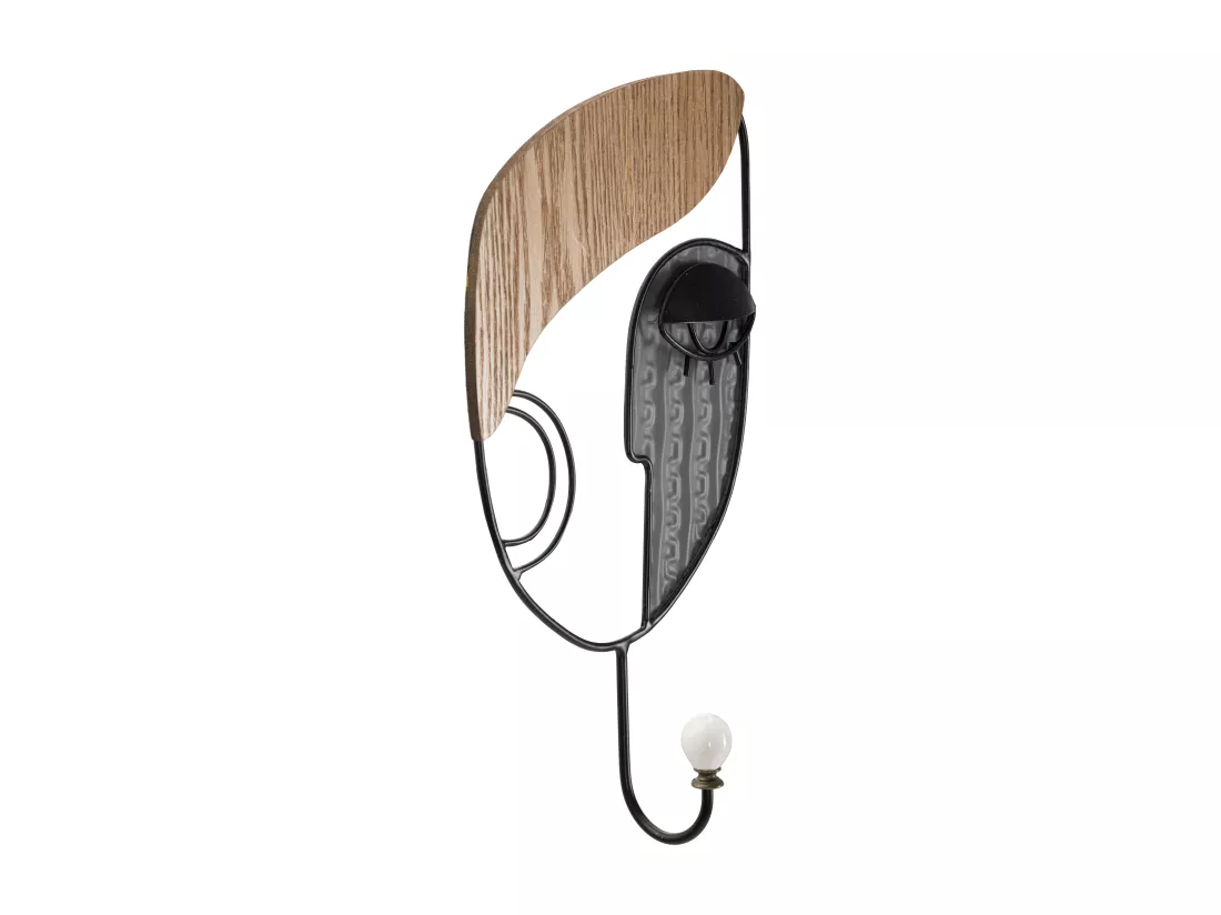 Porte-Manteau Mural PICASSY - Design Artistique en Métal et Bois Multicolore - Dimensions 16x6x33 cm - Matériaux MDF et Fer