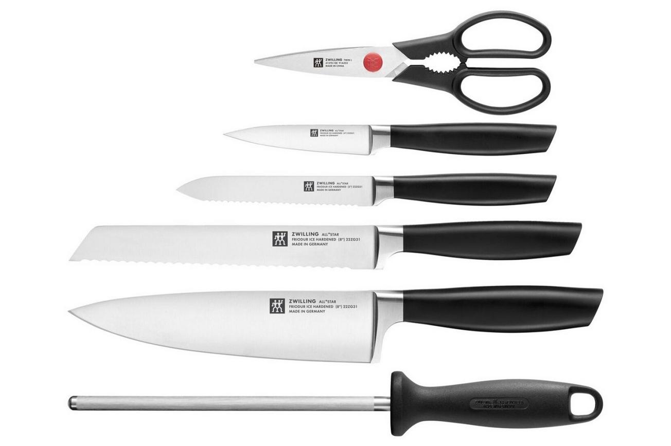 Zwilling All Star 1022597, 7-delige messenset met messenblok, zwart/zilver