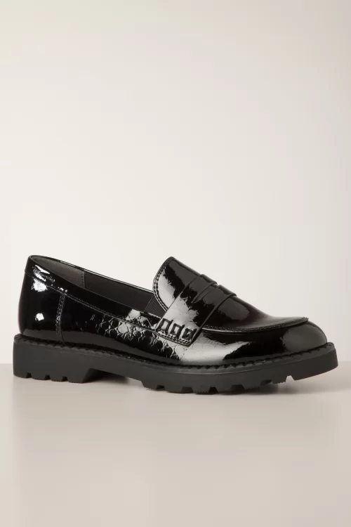 Tamaris Marcie Loafers in lak zwart