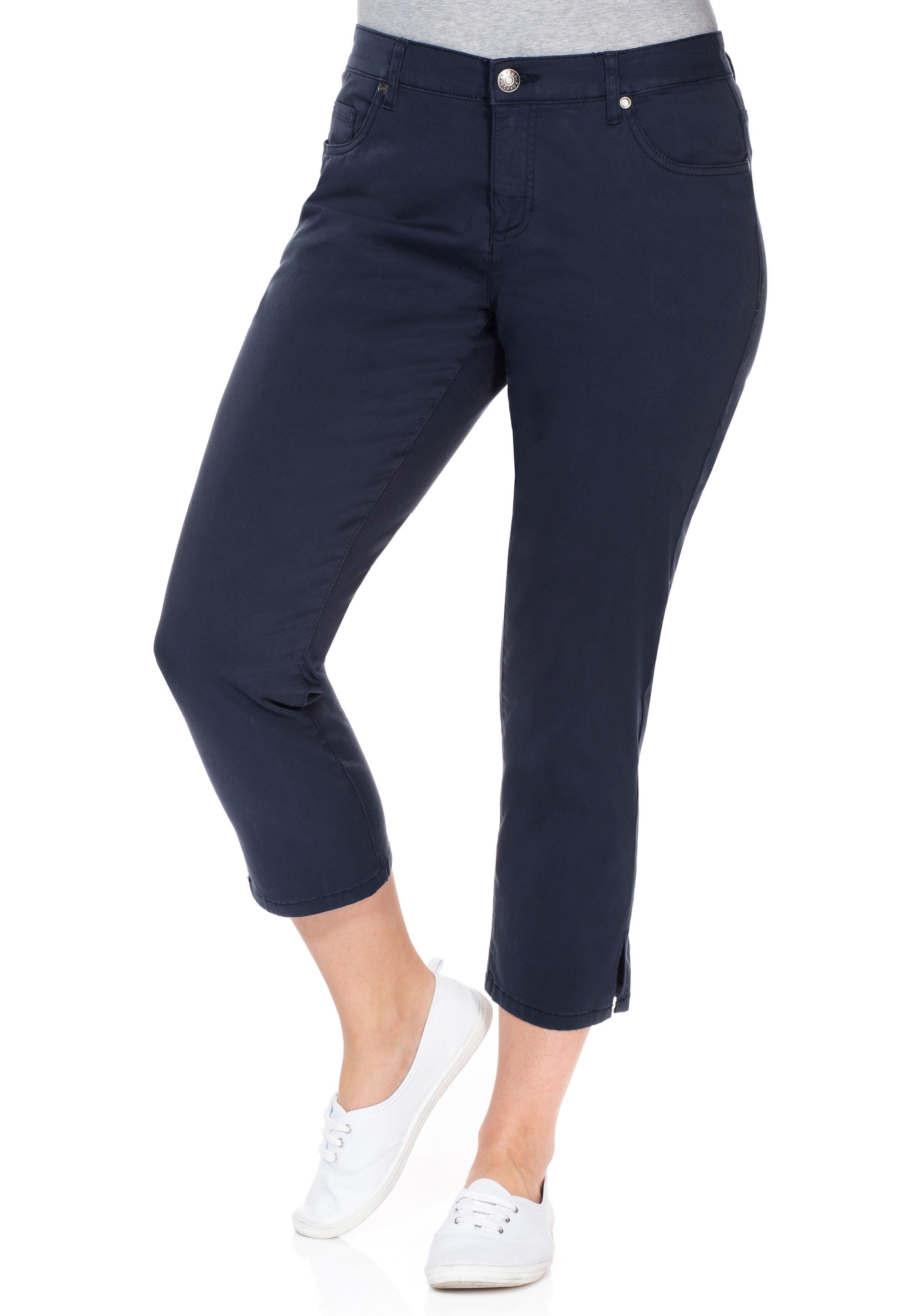 Schmale 7/8-Hose aus elastischem Baumwoll-Twill