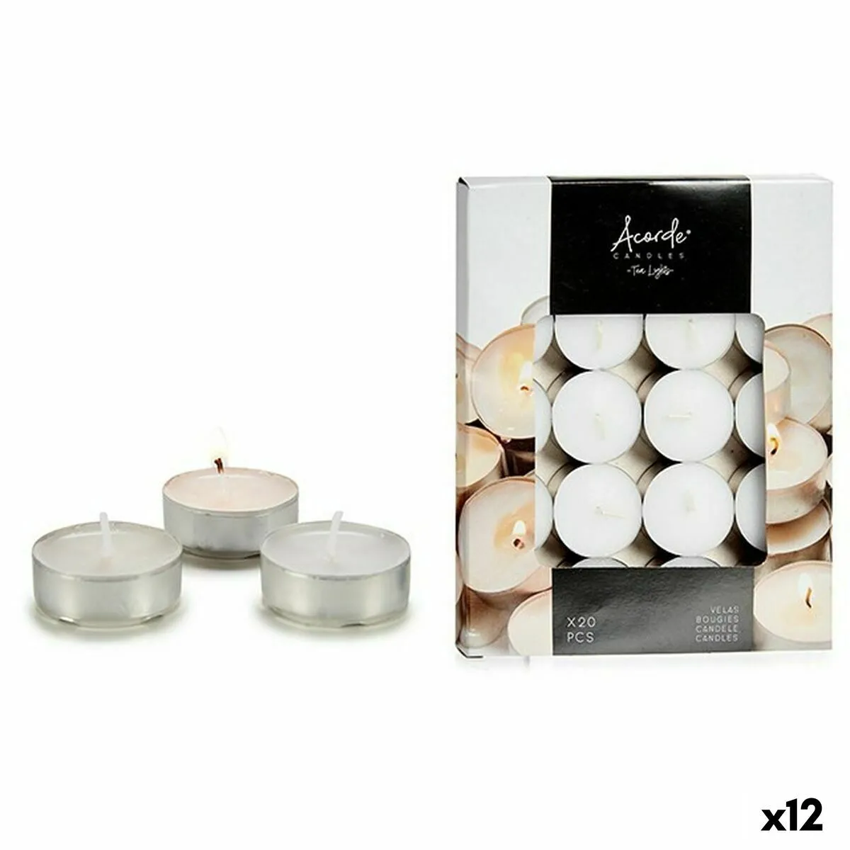 Acorde Ensemble de Bougies Blanc 12 unités
