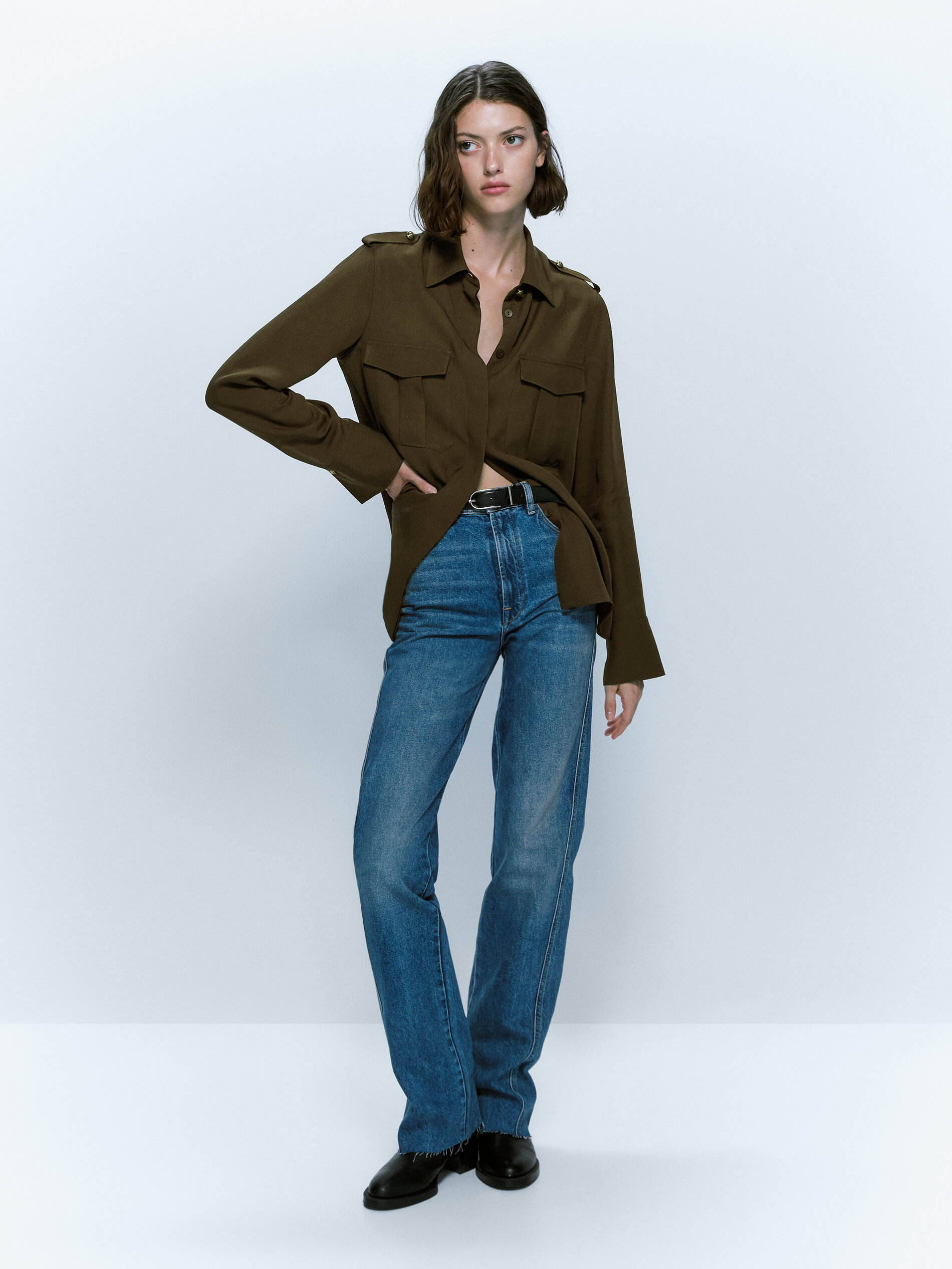 Camisa fluida com bolsos - CAKI
