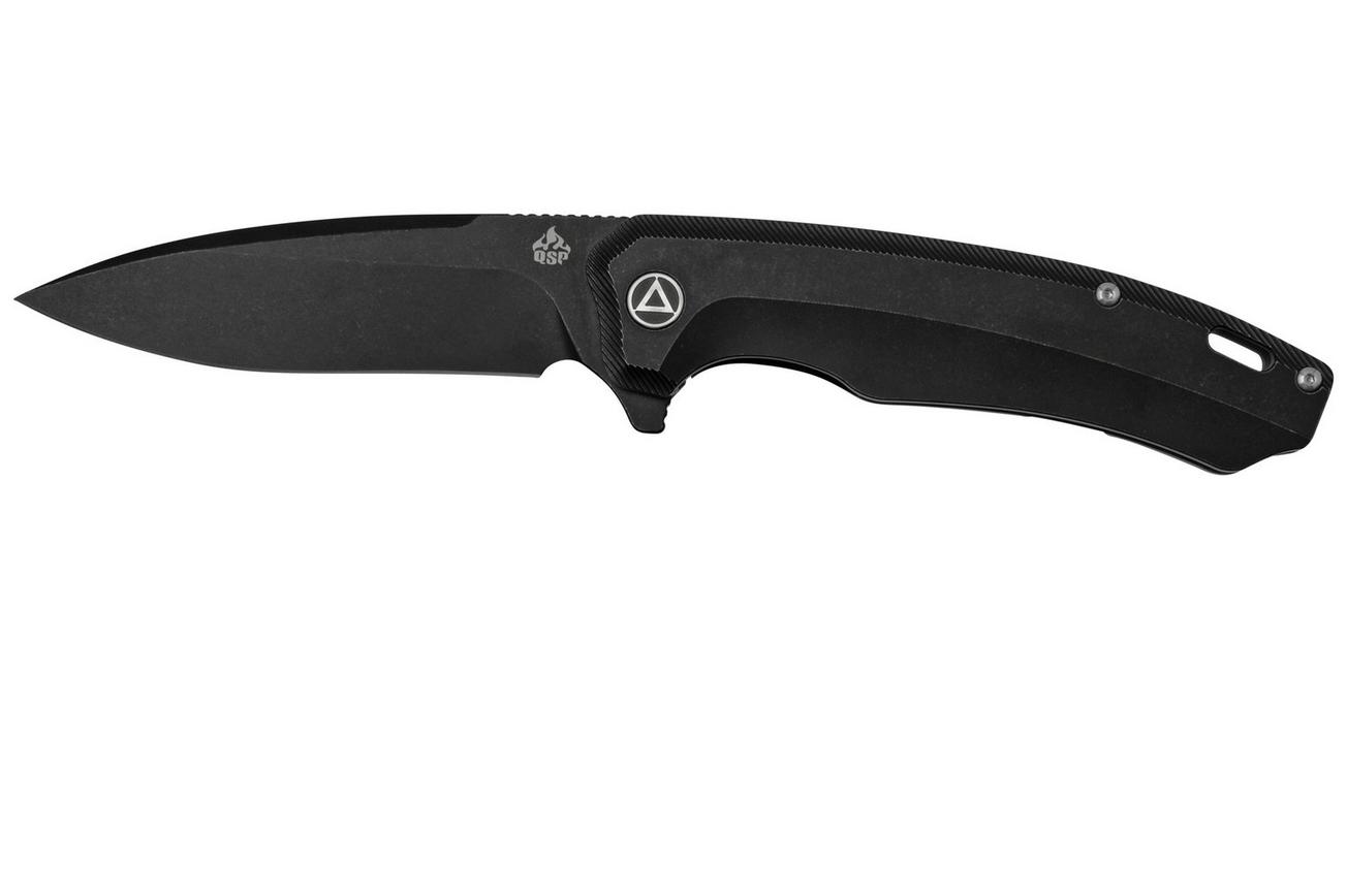 QSP Knife Woodpecker QS116-D2II Blackwashed, Black Titanium, zakmes