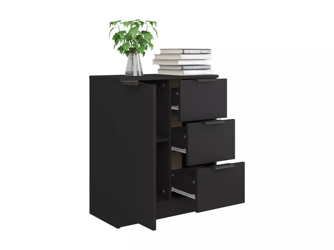 Buffet noir 60x30x70 cm bois d'ingénierie