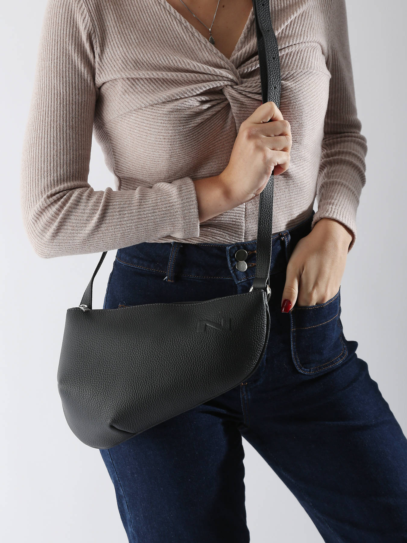 Sac bandoulire Large City Perle cuir NATHAN BAUME