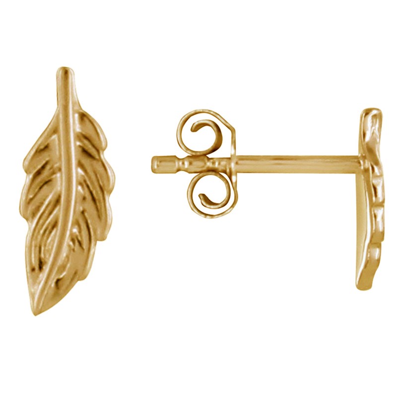 Boucles d'Oreilles Plaqué Or Mini Plume