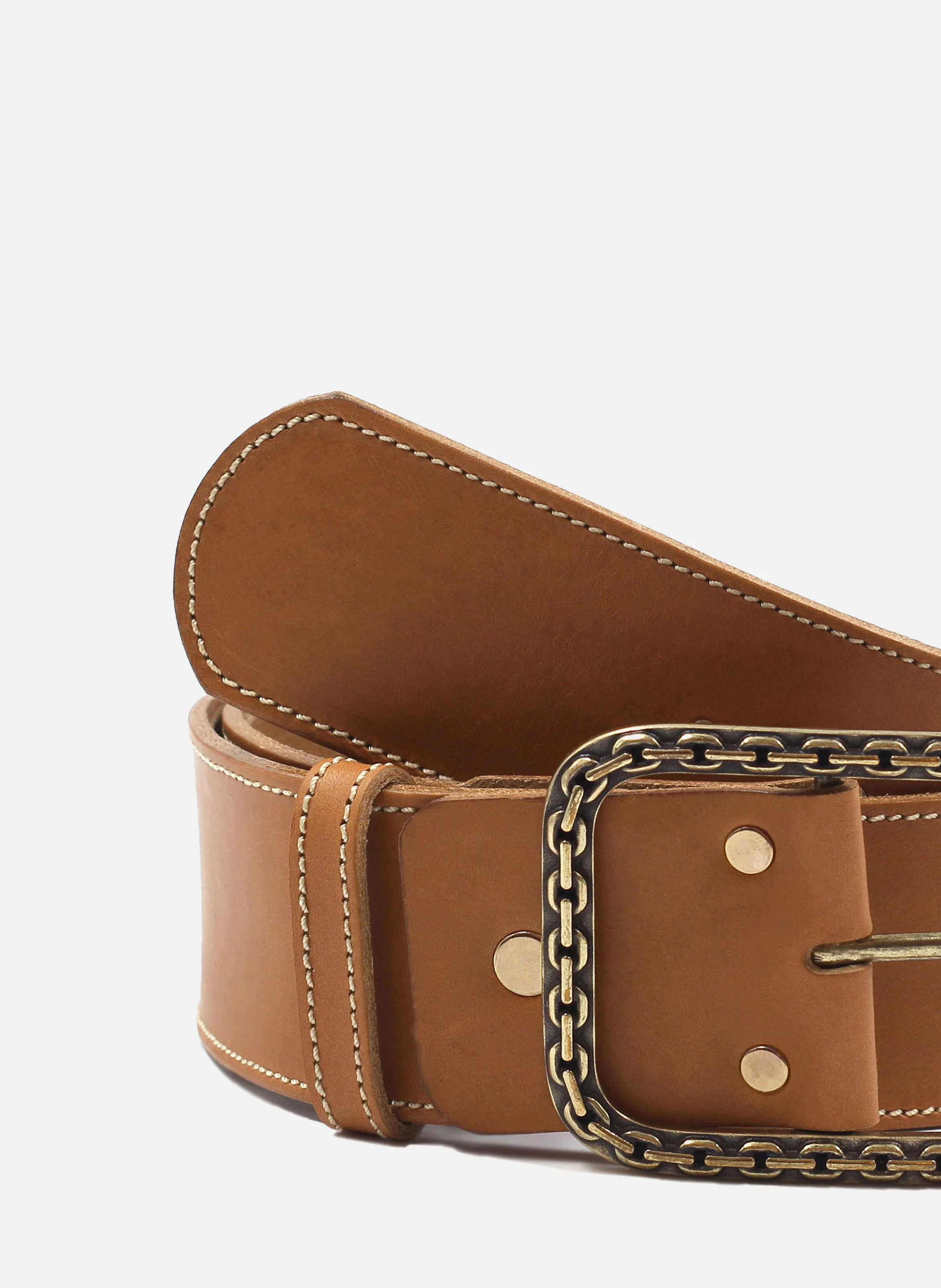 Ceinture bijou cuir lisse | Marron