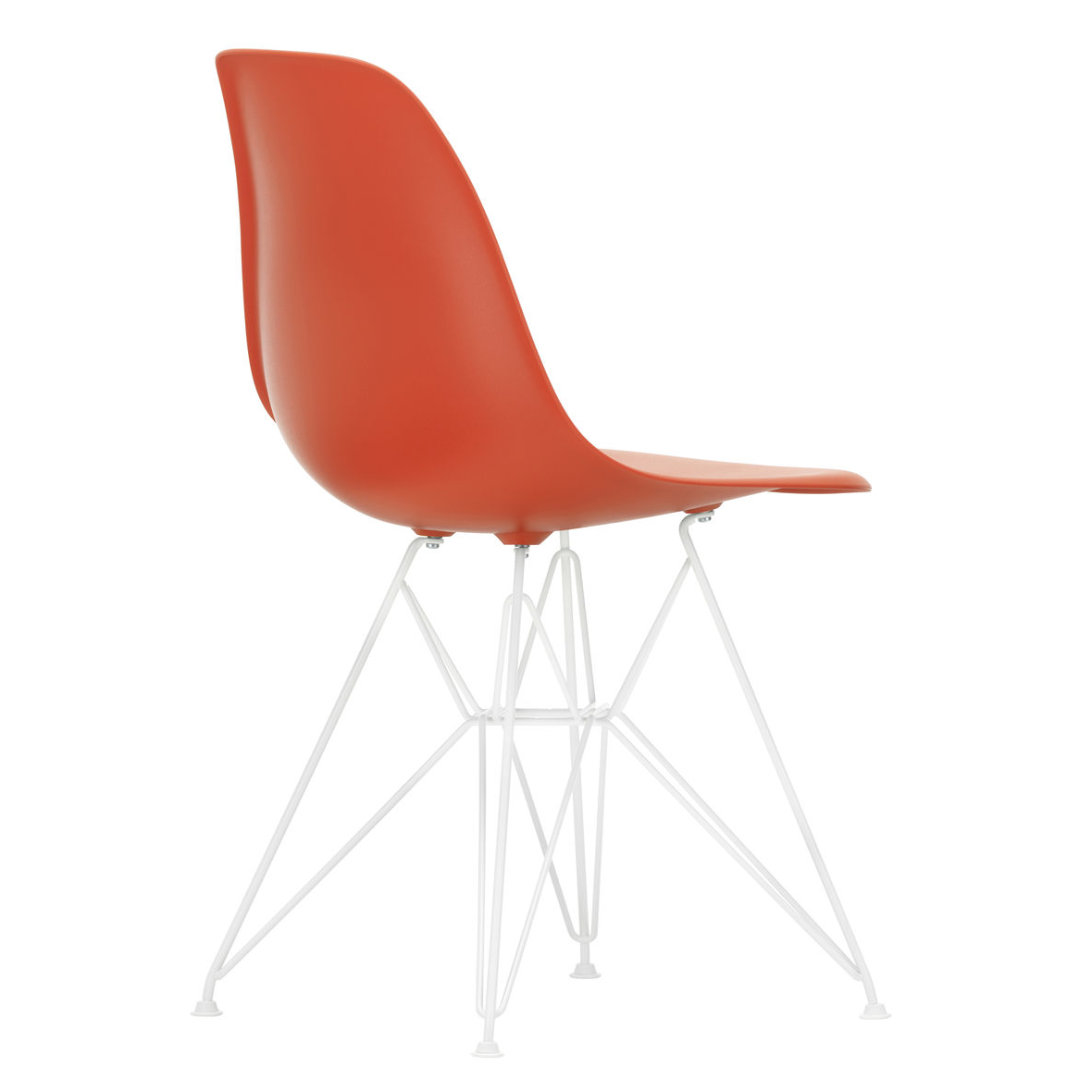 Eetkamerstoel DSR RE wit onderstel poppy red